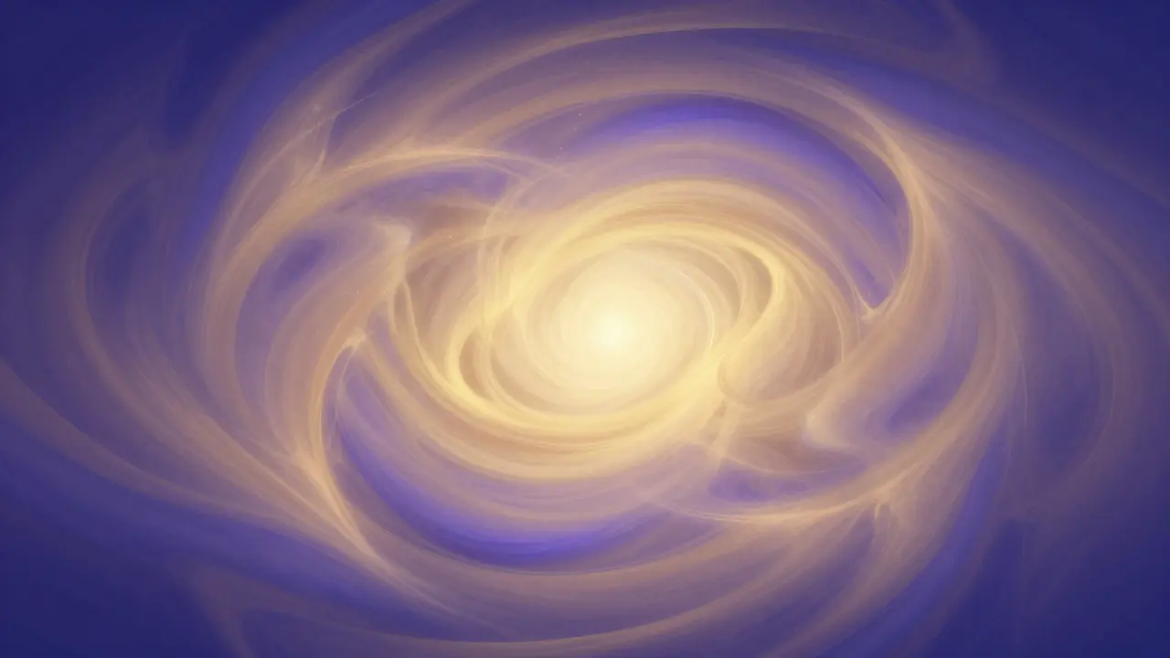 Abstraktní zobrazení toku energie a klidu při meditaci.