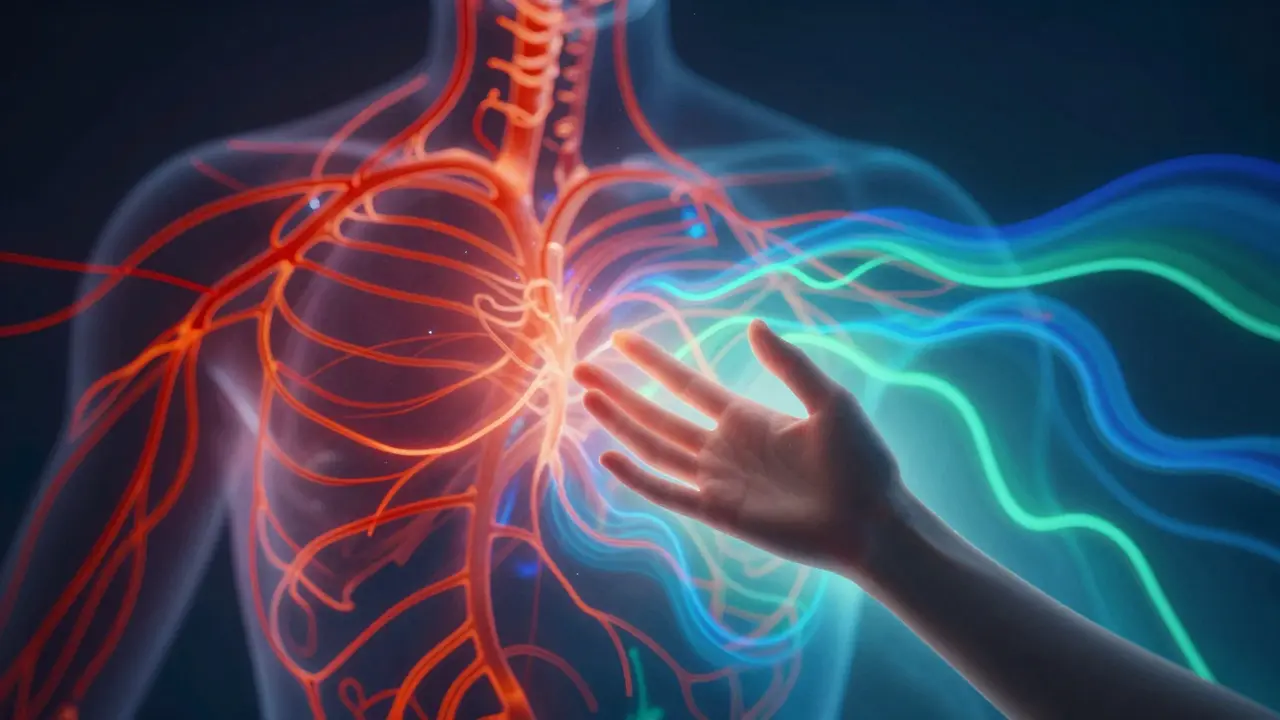 Abstraktní zobrazení přechodu nervového systému ze stresu do klidu